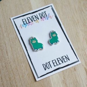 Tumblr Mint Green Llama Unicorn Stud Post Earrings